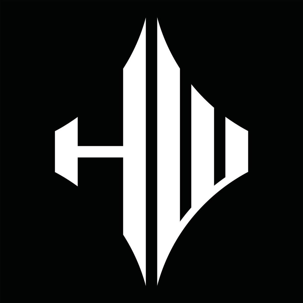 monograma de logotipo hw com modelo de design em forma de diamante vetor