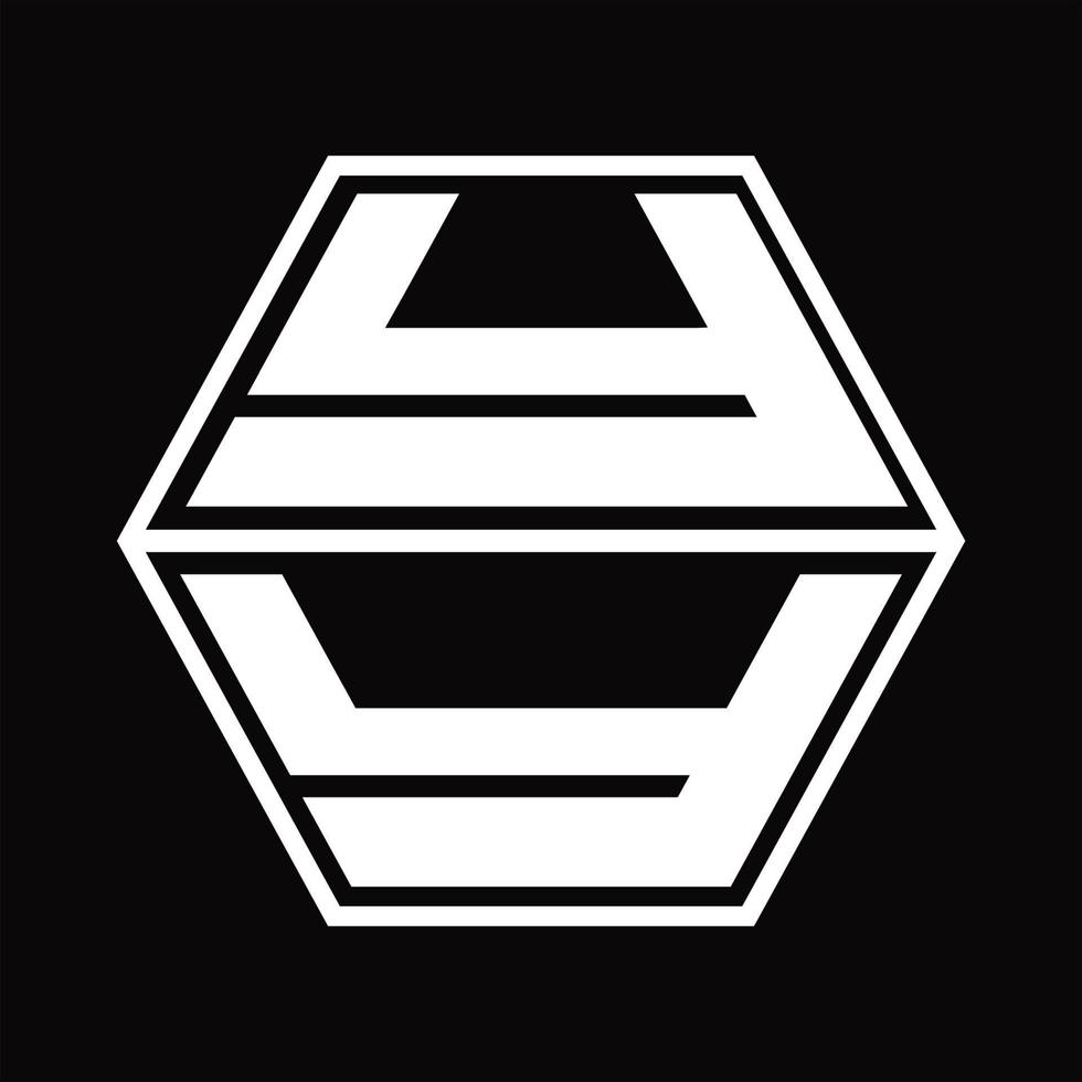 monograma de logotipo yy com modelo de design em forma de hexágono para cima e para baixo vetor