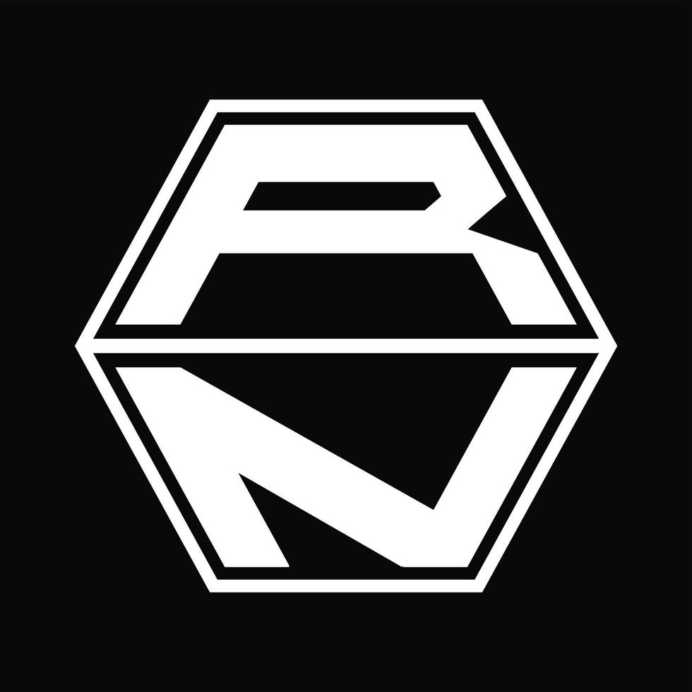 monograma de logotipo rn com modelo de design em forma de hexágono para cima e para baixo vetor