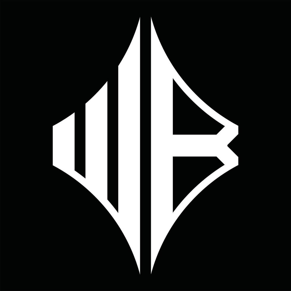 monograma do logotipo wb com modelo de design em forma de diamante vetor