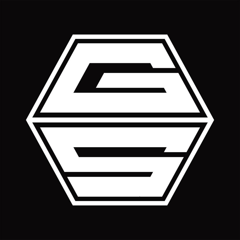 monograma de logotipo gs com modelo de design em forma de hexágono para cima e para baixo vetor