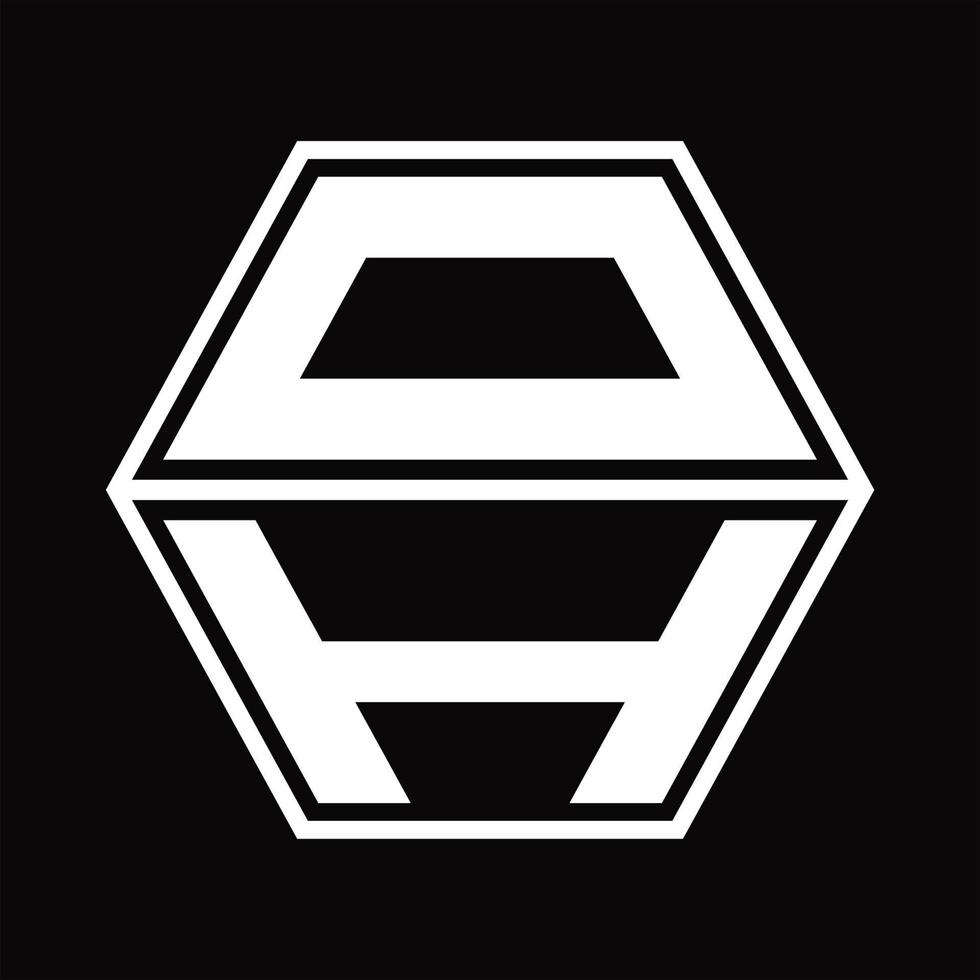 oh monograma de logotipo com modelo de design em forma de hexágono para cima e para baixo vetor