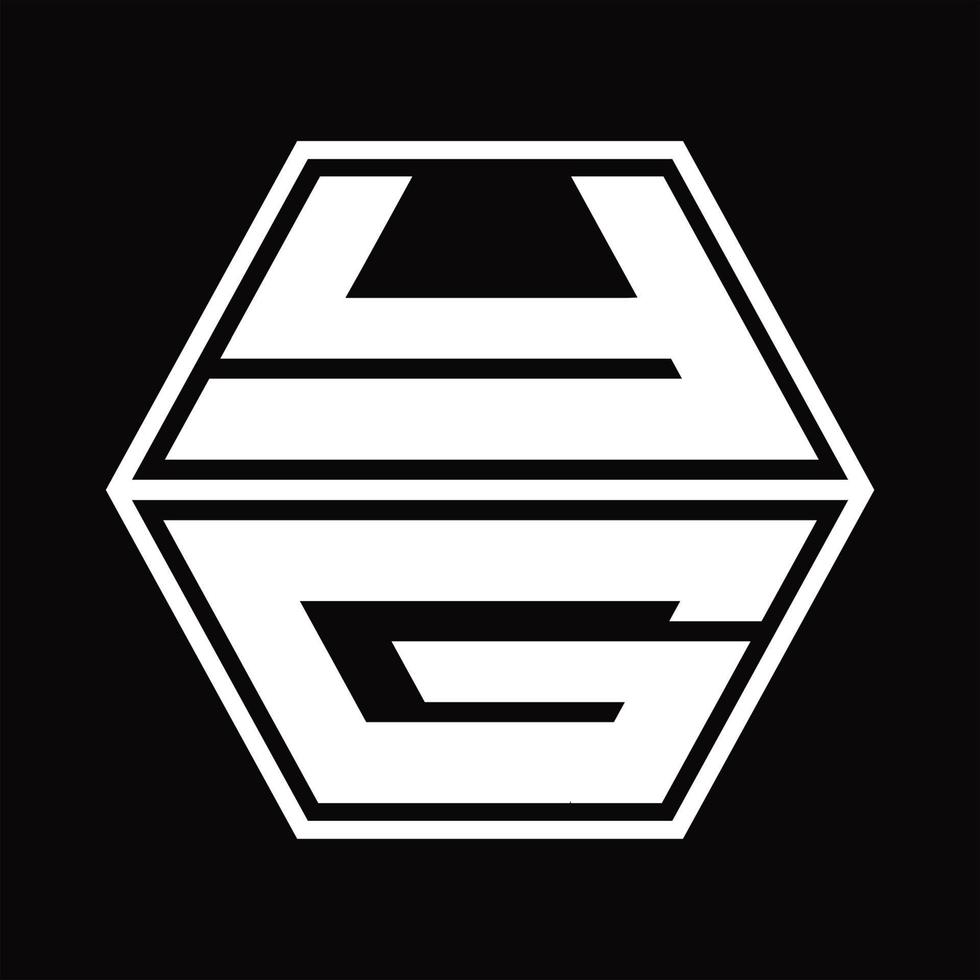 monograma de logotipo yg com modelo de design em forma de hexágono para cima e para baixo vetor