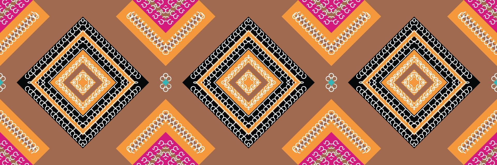 étnico asteca ikat padrão sem costura têxtil ikat padrão floral sem costura design de vetor digital para impressão saree kurti borneo tecido asteca pincel símbolos amostras elegantes
