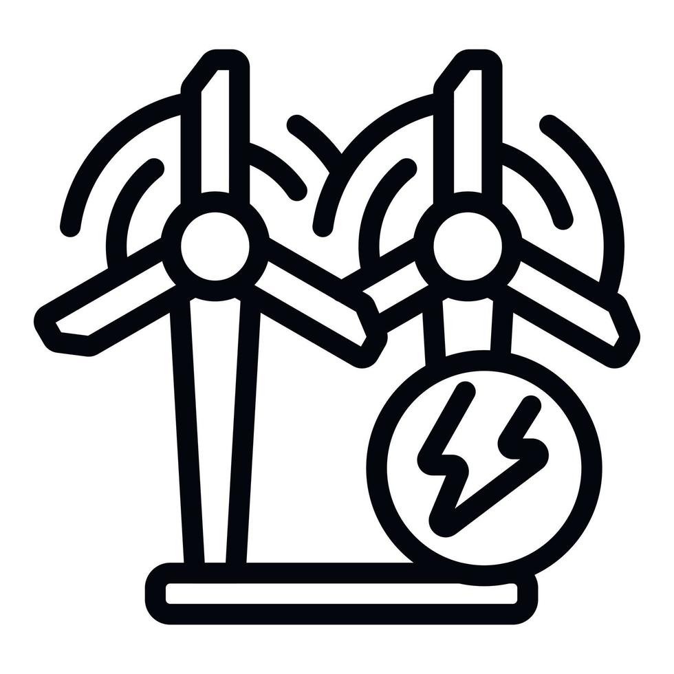 vetor de contorno de ícone de planta de turbina eólica. recurso ecológico