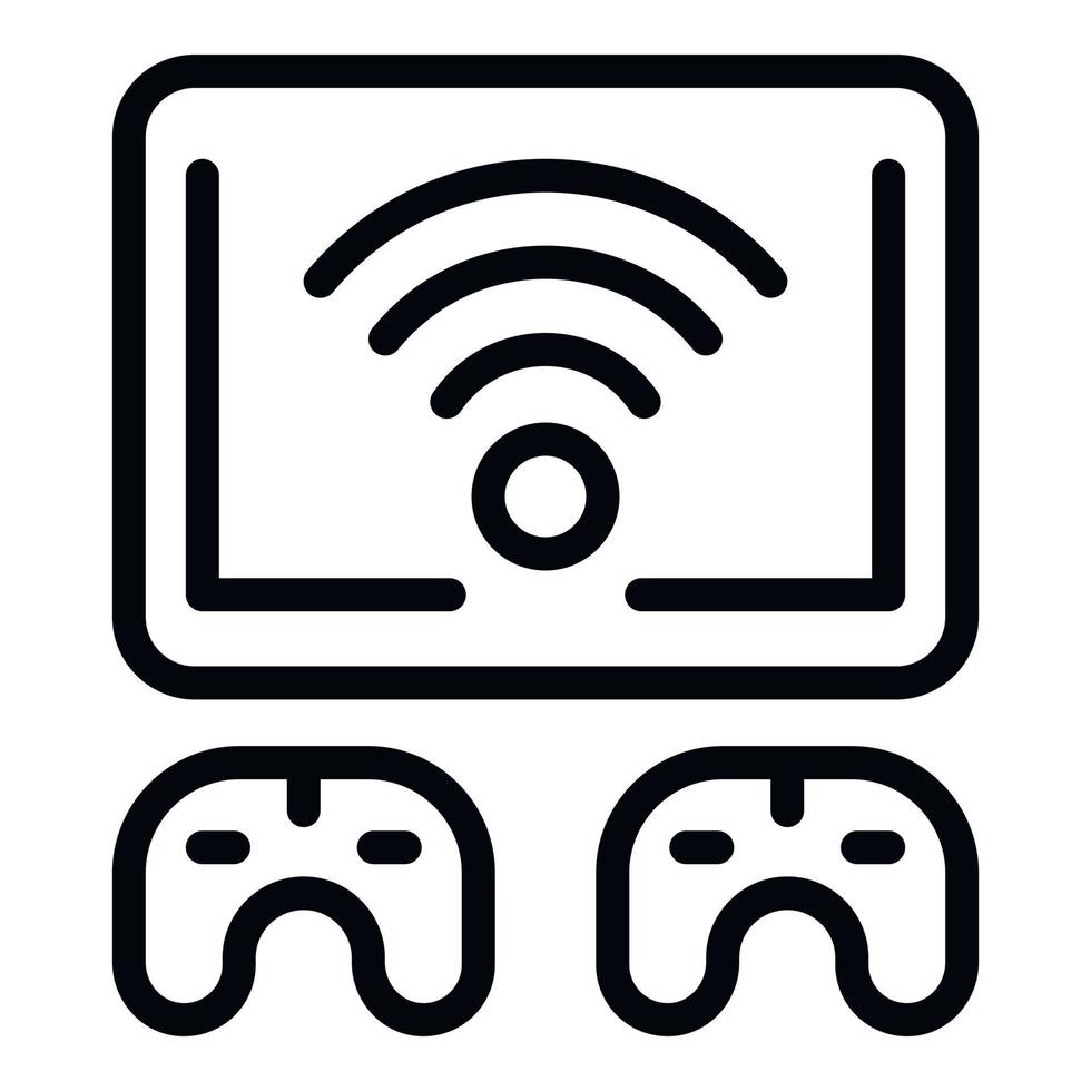 vetor de contorno do ícone do conjunto de tv do jogador. jogar online