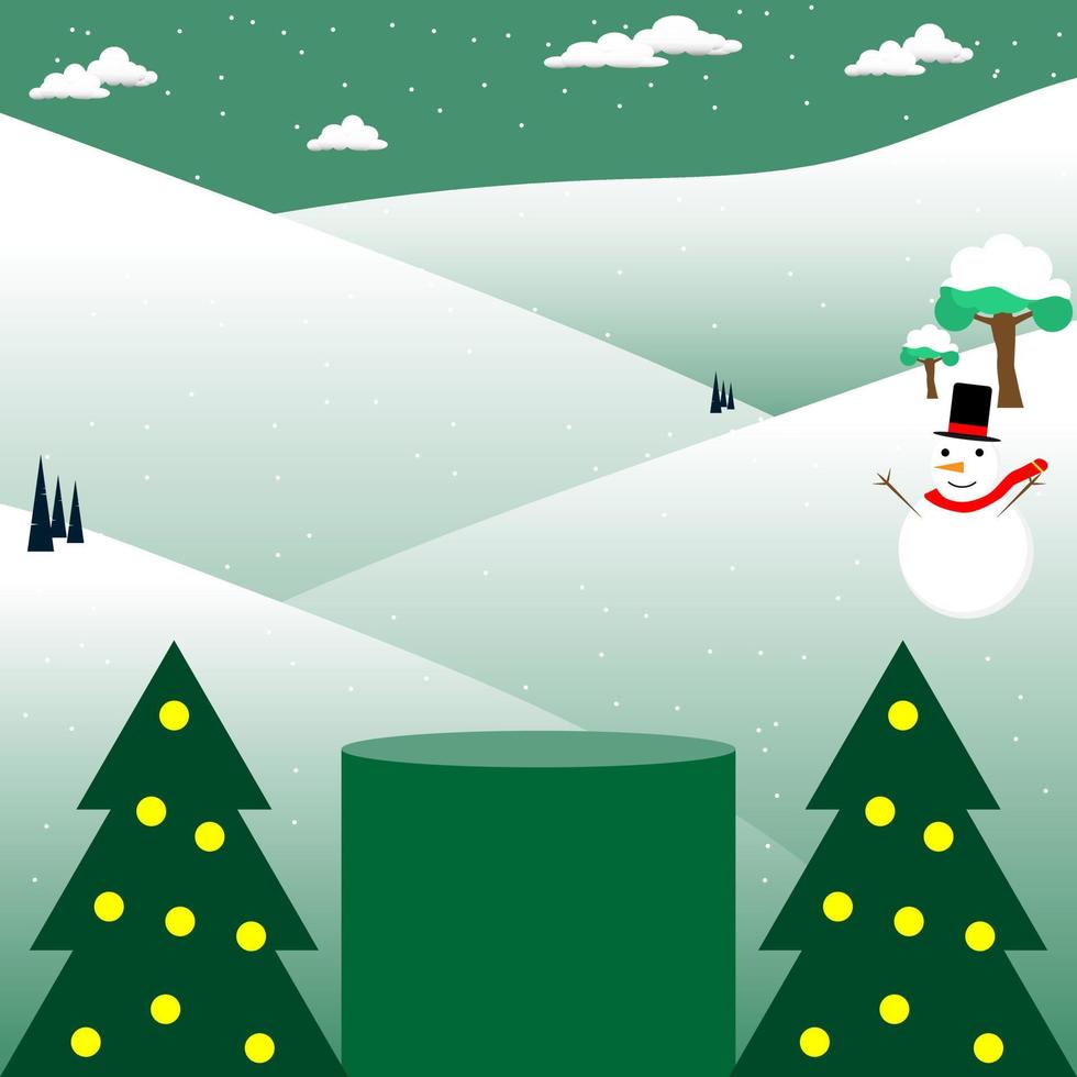 pódio show desenho animado neve inverno feliz natal conceito vetor