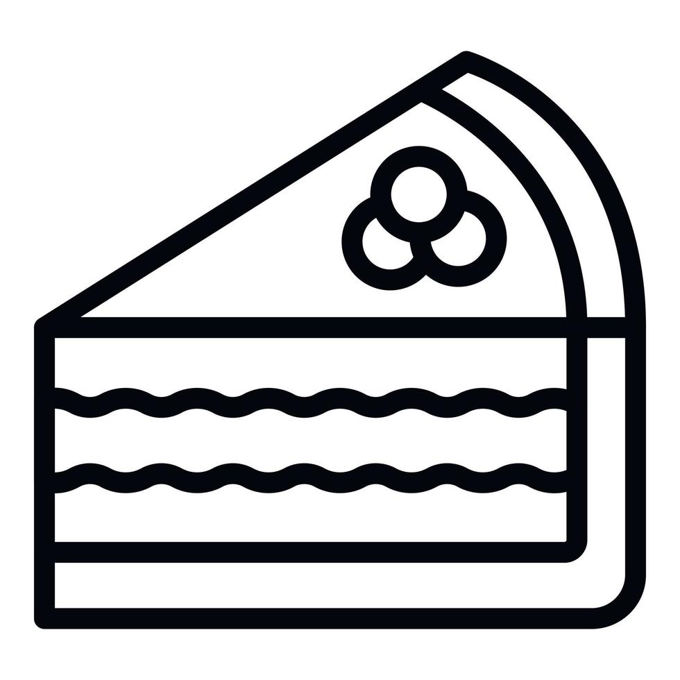 vetor de contorno do ícone de fatia de cheesecake. torta de creme