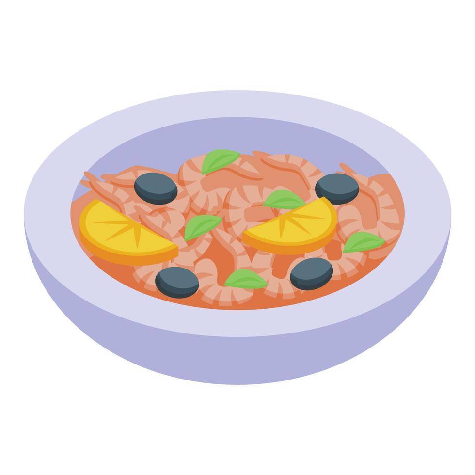 vetor isométrico de ícone de comida de camarão. cozinha portuguesa