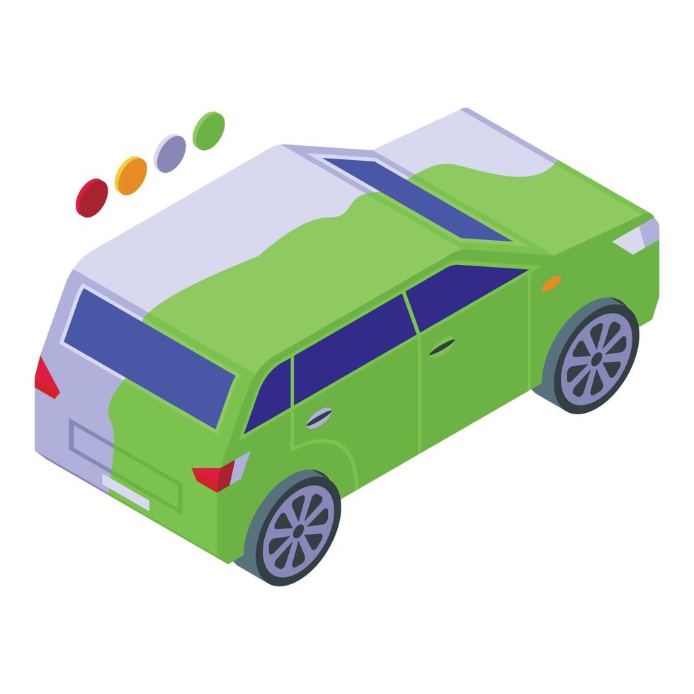 vetor isométrico de ícone de pintura de carro verde. auto-serviço