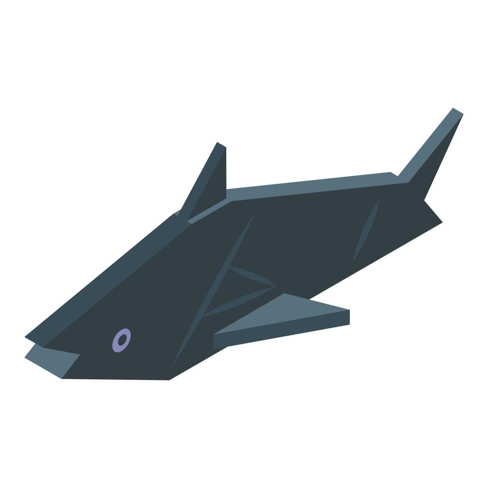 vetor isométrico de ícone de peixe origami. animal dobrado