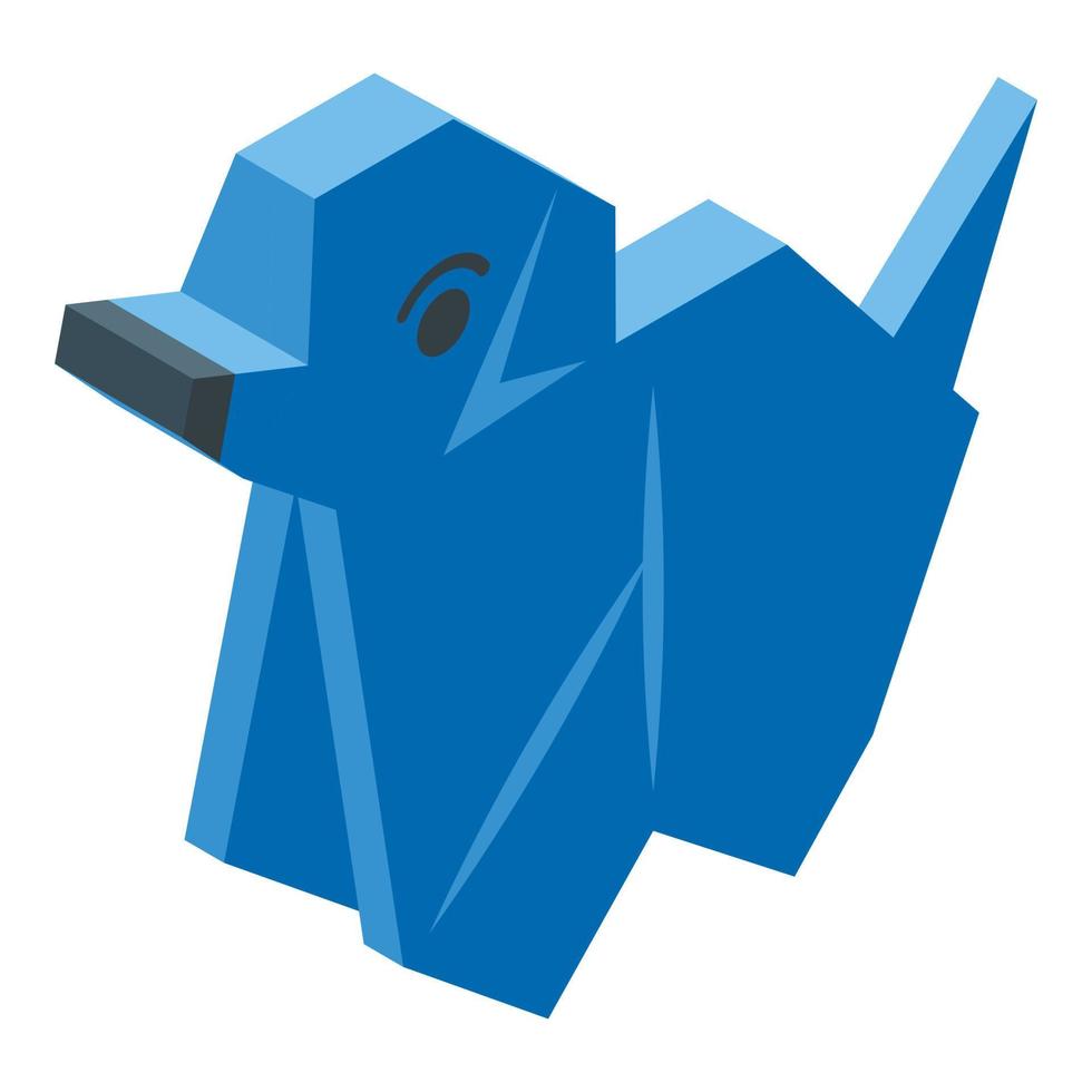 vetor isométrico de ícone de cão azul de origami. animal de papel