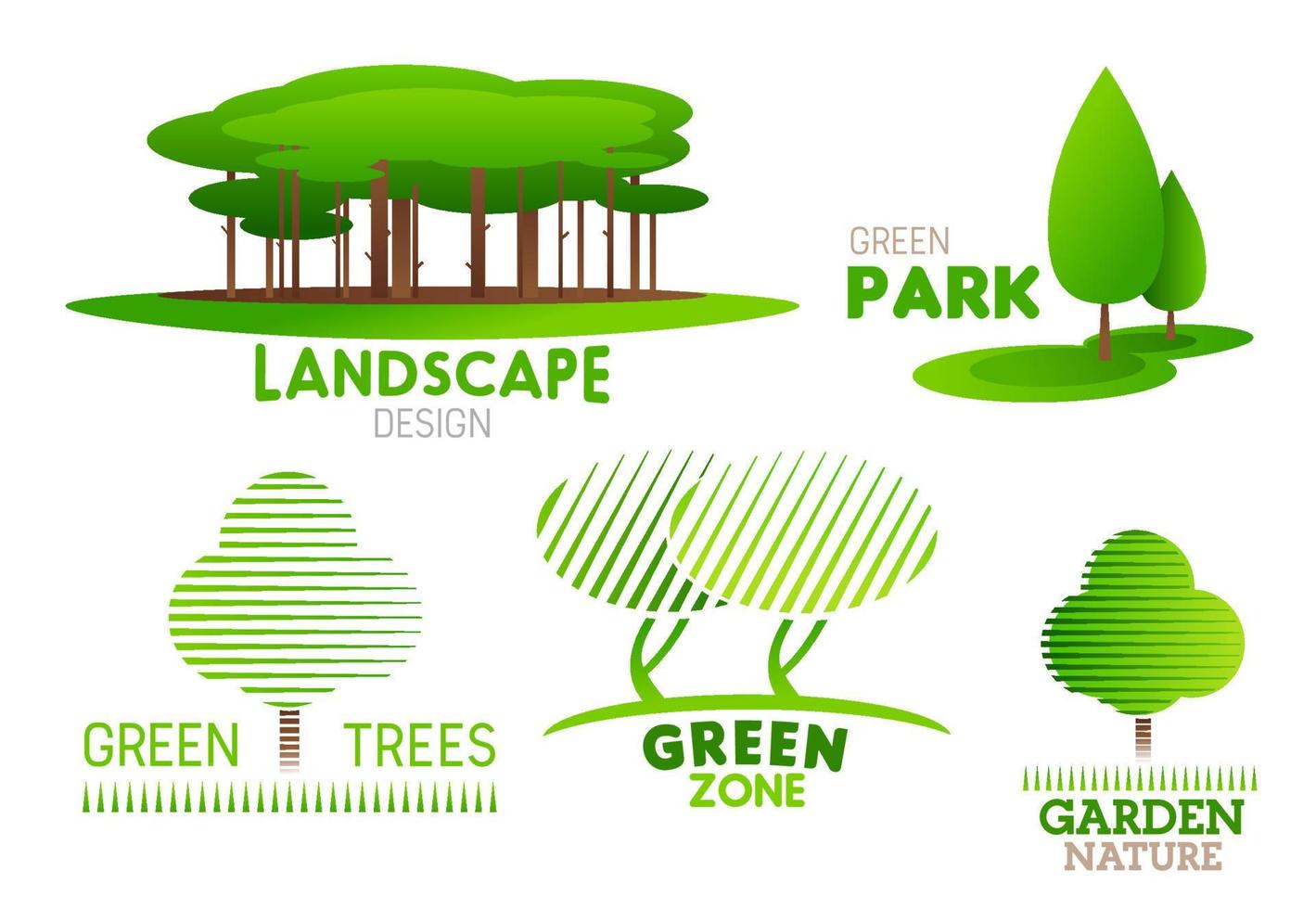 ícones de vetor de árvore de jardim de design de paisagismo