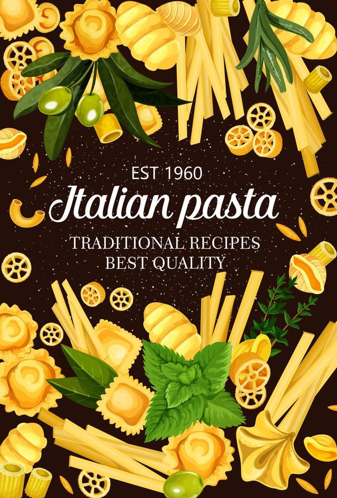itália cozinha comida macarrão e verduras menu de espaguete vetor