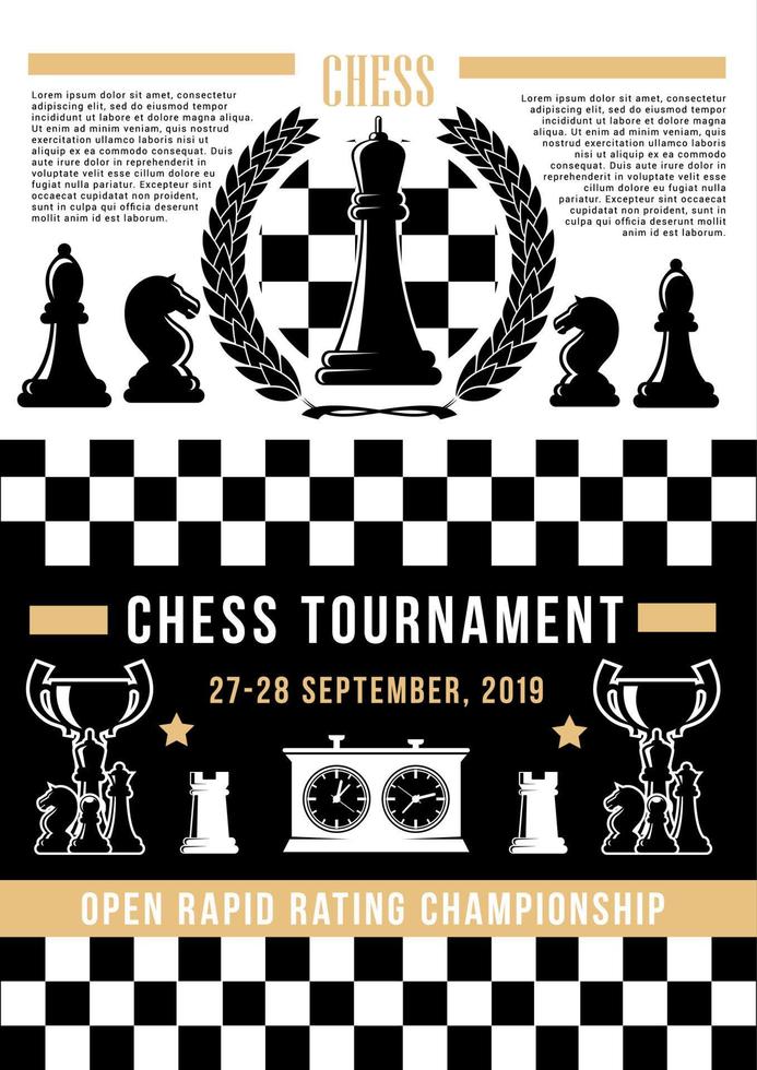 tabuleiro de xadrez com peças de xadrez. torneio de jogo de tabuleiro vetor