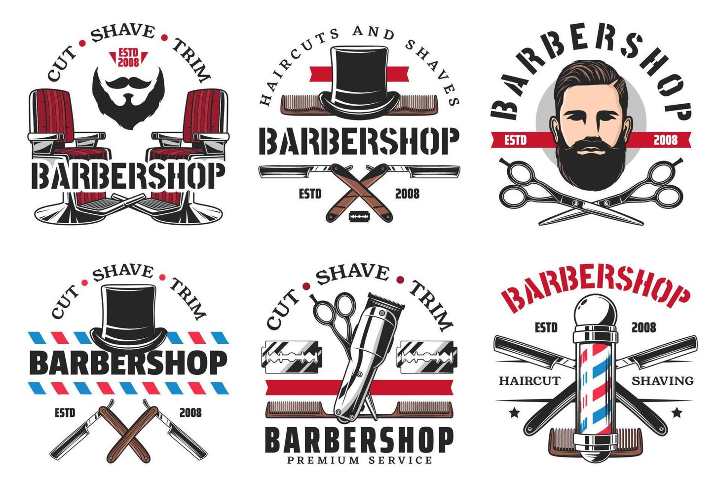 ferramentas e equipamentos para barbearia vetor