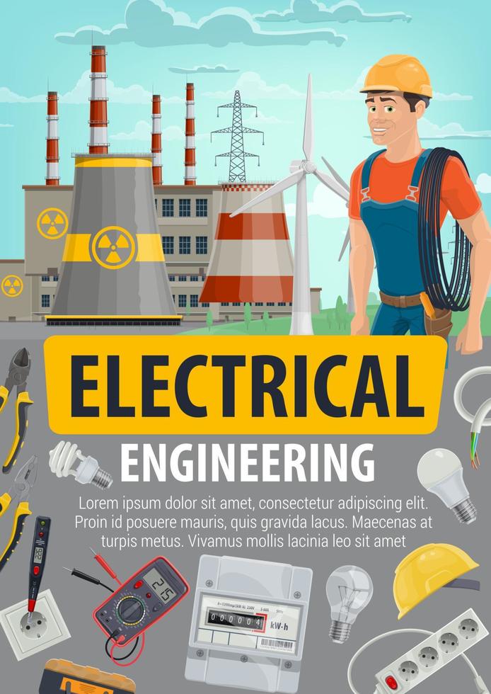 trabalho de engenheiro ou eletricista, indústria energética vetor