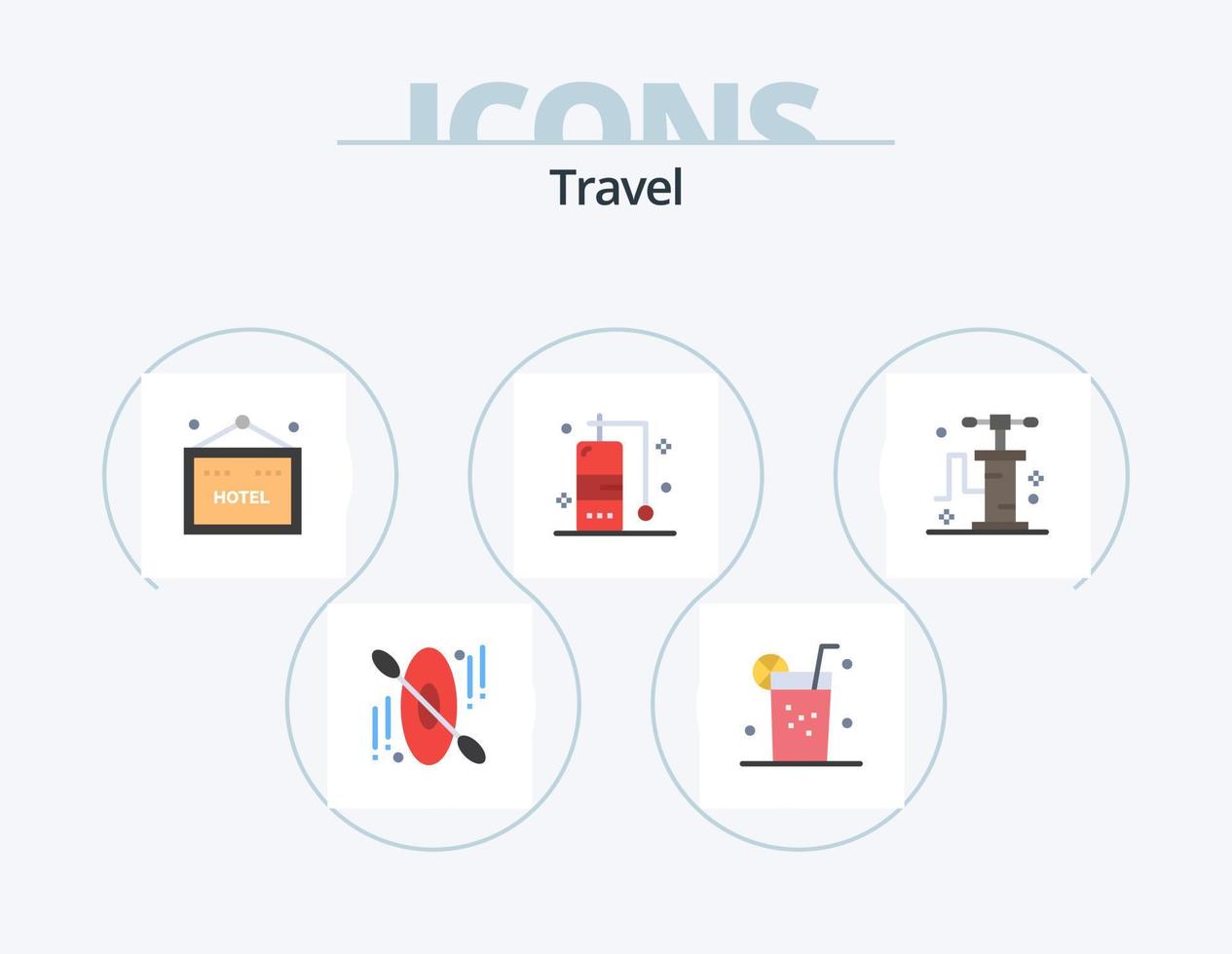 pacote de ícones planos de viagem 5 design de ícones. . viajar por. placa. transporte. férias vetor