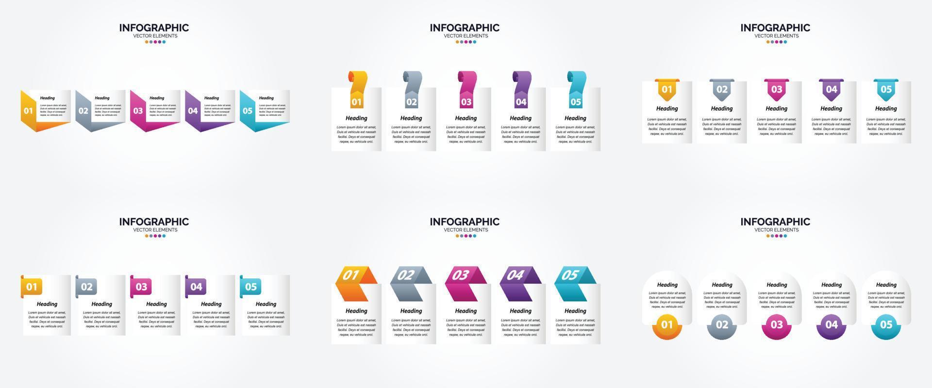 conjunto de design plano de infográficos de ilustração vetorial para folheto publicitário e revista vetor