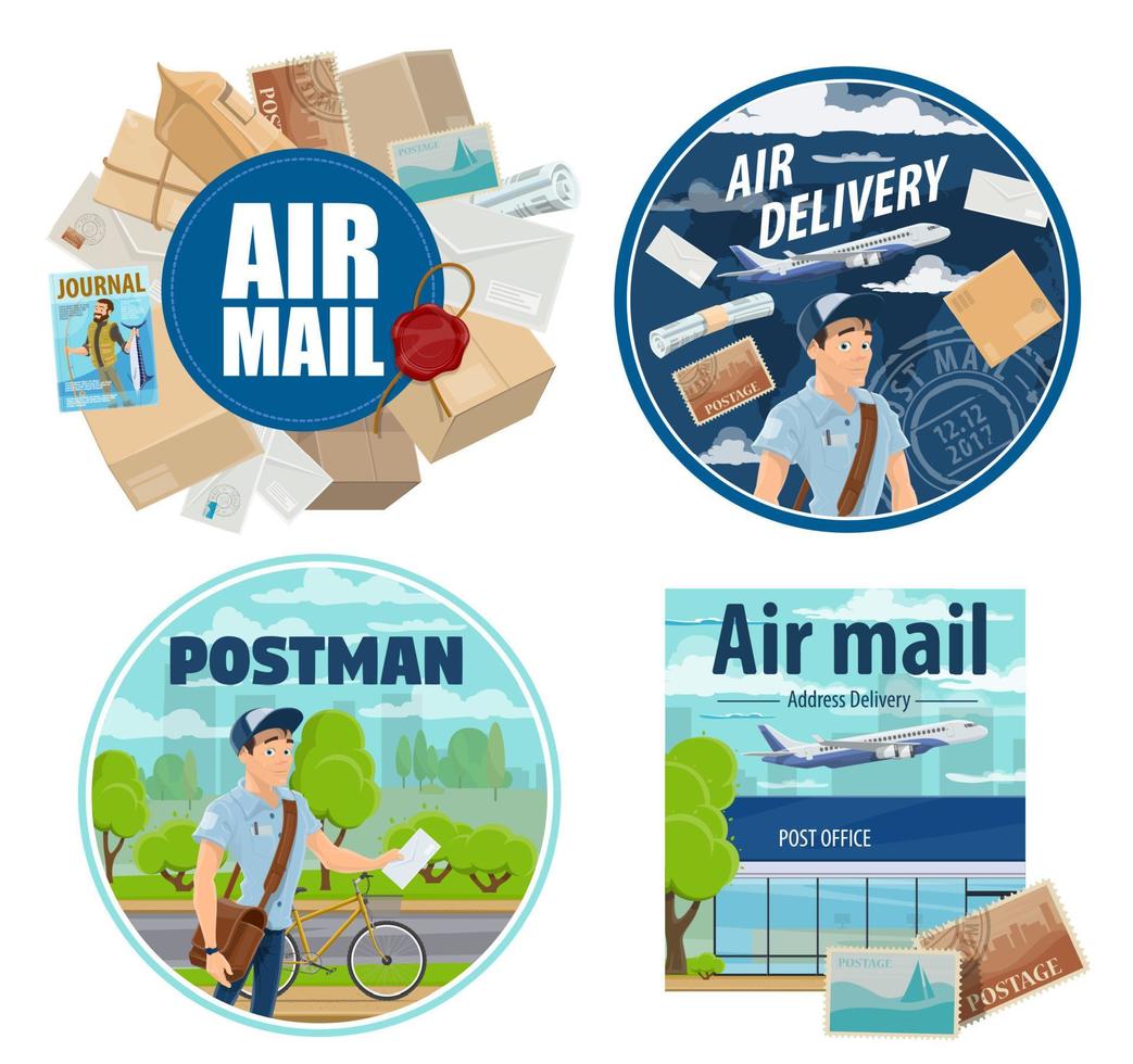 entrega de correio, carteiro e encomendas postais vetor