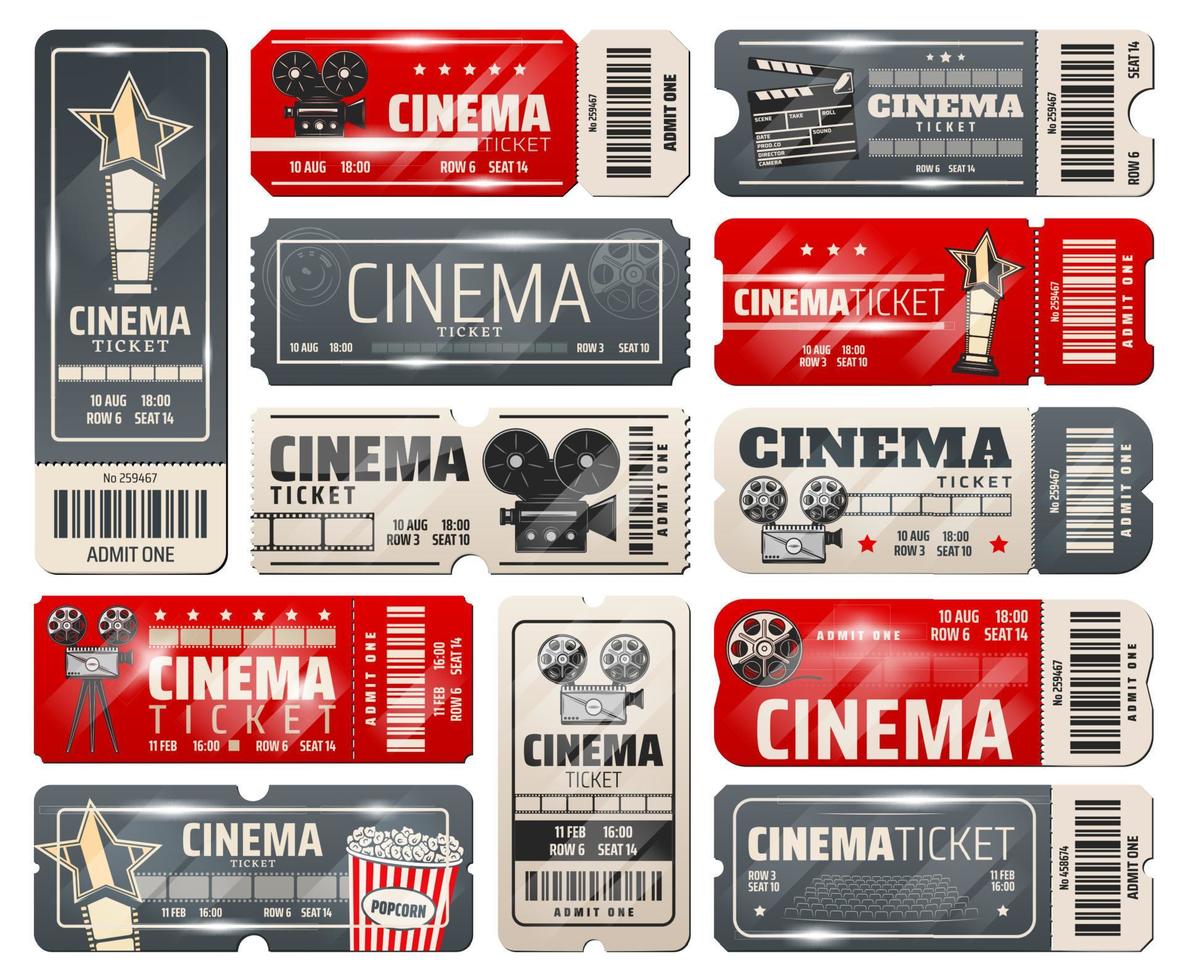 cinema, ingressos vintage retrô de cinema vetor