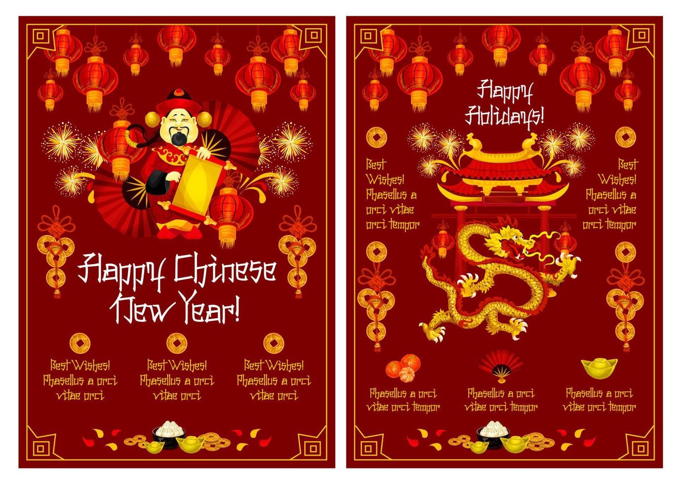 saudações tradicionais do vetor de ano novo chinês