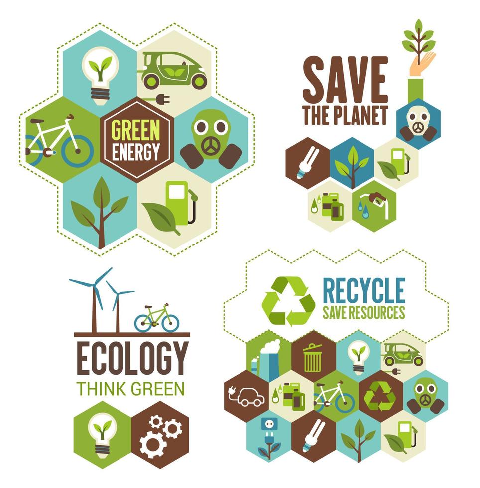 proteção ecológica, energia verde e ícone de reciclagem vetor