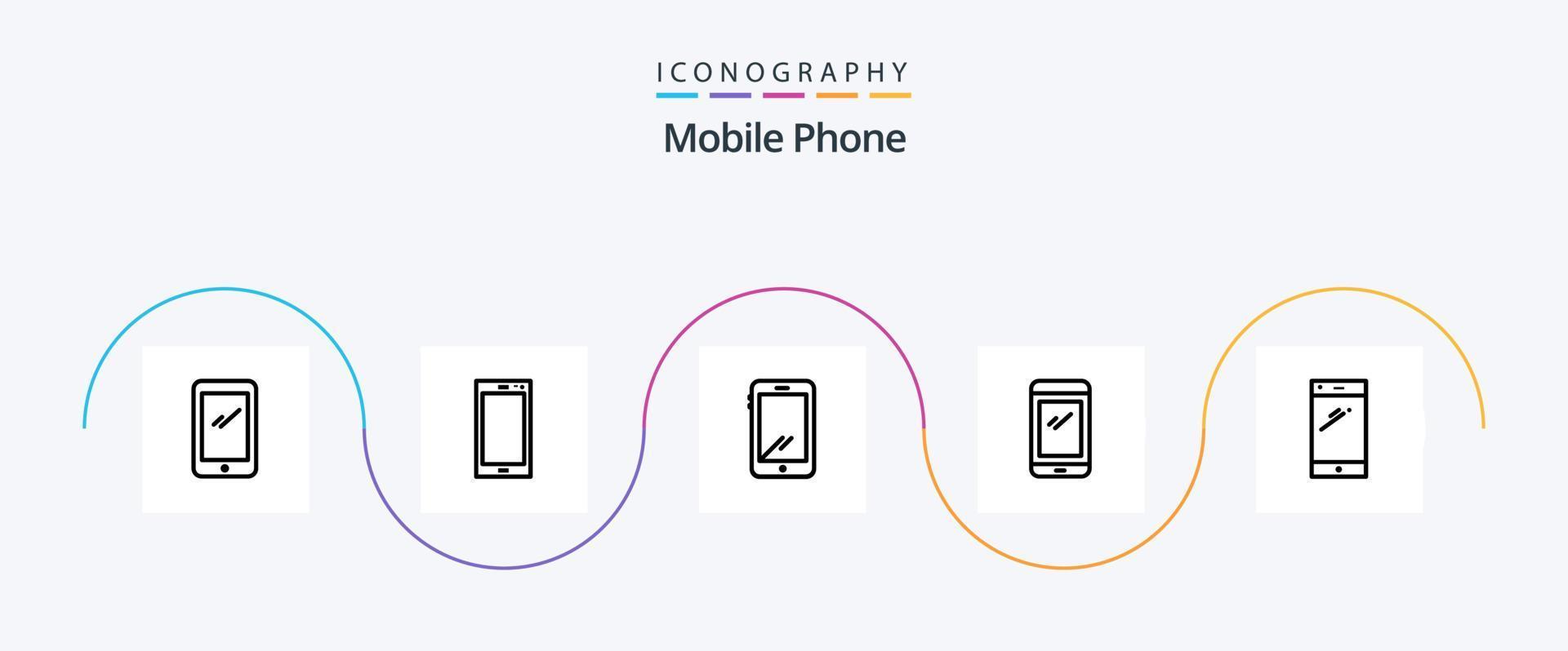 pacote de ícones da linha 5 do telefone móvel, incluindo . vetor