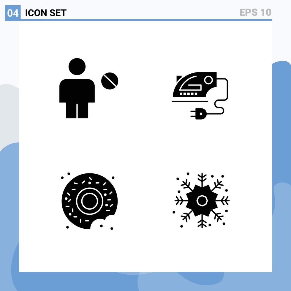 pacote de linha vetorial editável de 4 glifos sólidos simples de rosquinha avatar negado doces caseiros elementos de design vetorial editável vetor