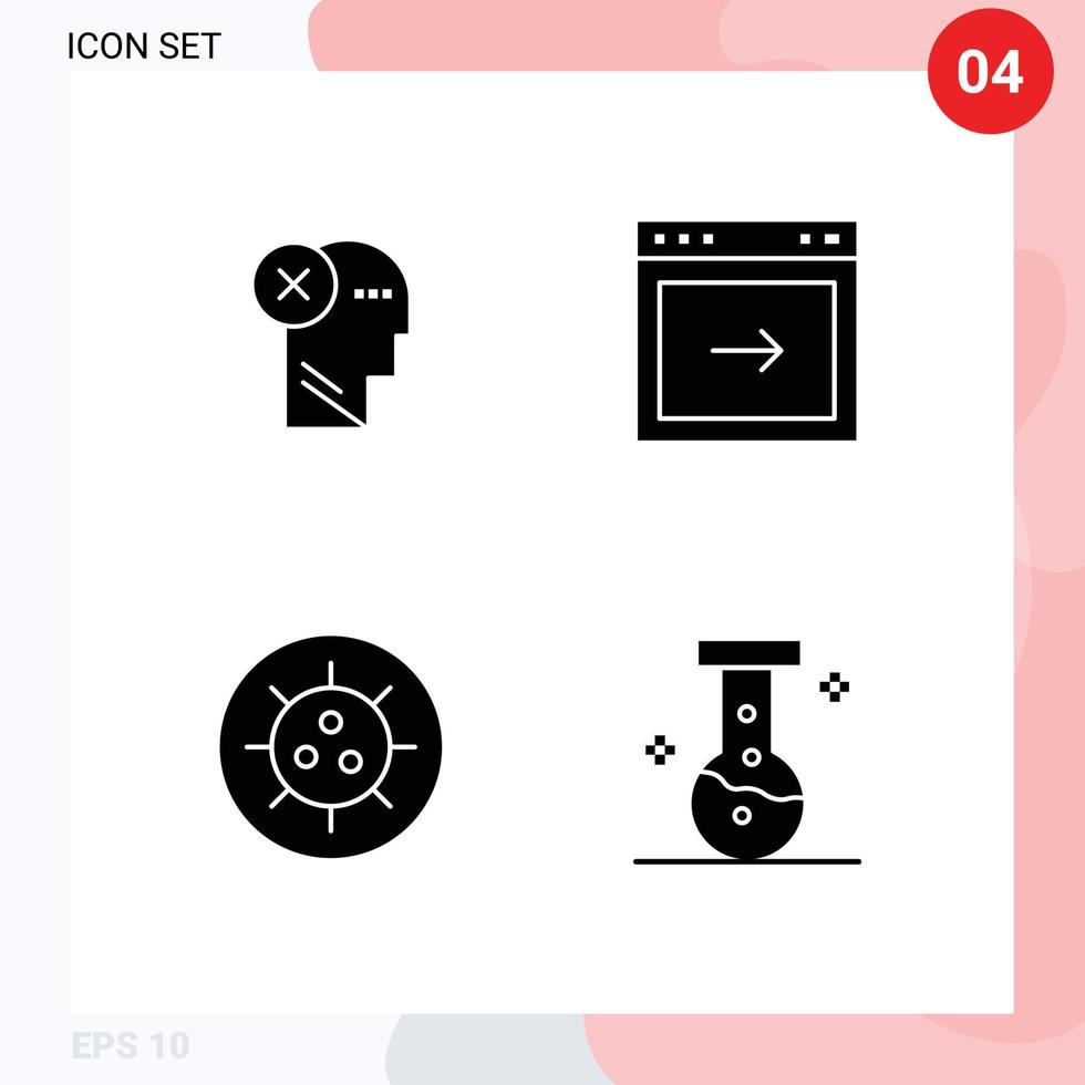 pacote de ícones de vetores de estoque de 4 sinais e símbolos de linha para bactérias de pensamento humano direito do cérebro elementos de design de vetores editáveis