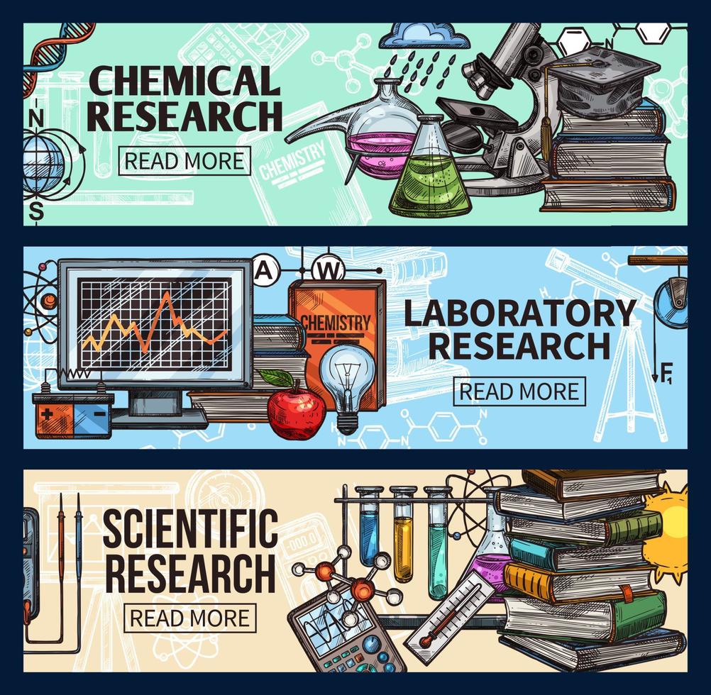 pesquisa científica e esboço de laboratório vetor