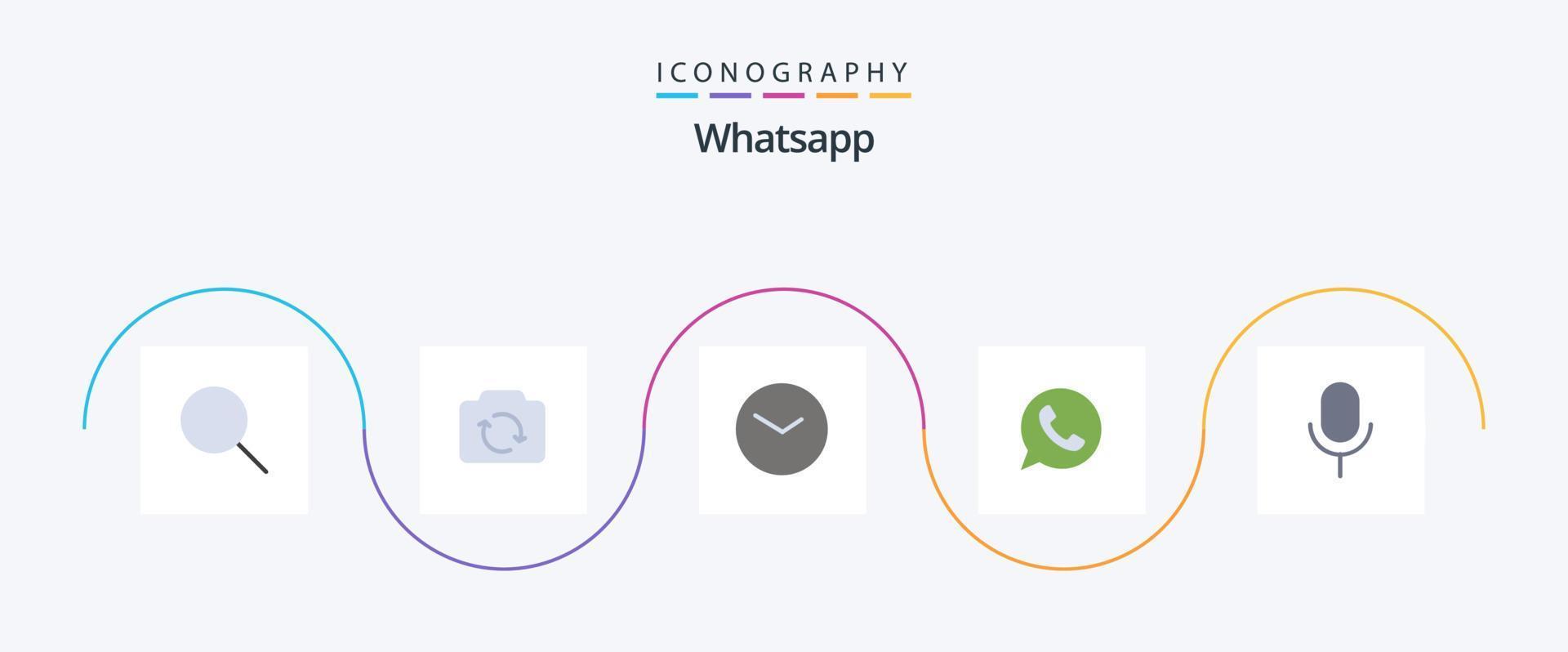 pacote de ícones do whatsapp flat 5 incluindo microfone. aplicativo wats. básico. Telefone. aplicativo vetor