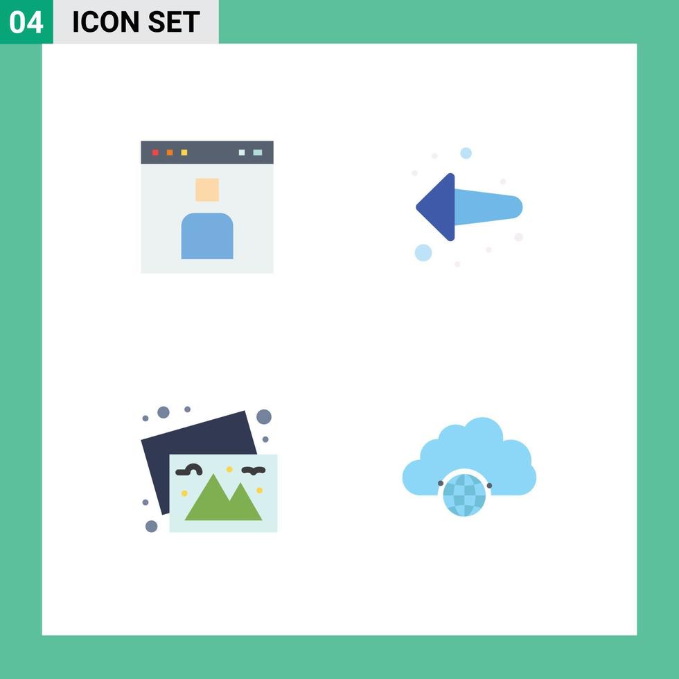 4 ícones planos de vetores temáticos e símbolos editáveis de fotos de avatar, imagens de fundo de página, elementos de design de vetores editáveis
