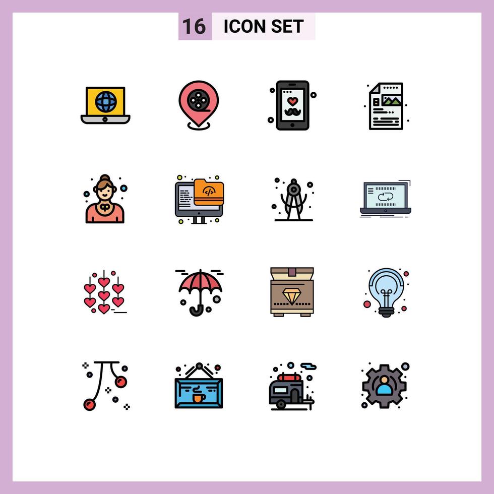conjunto de 16 sinais de símbolos de ícones de interface do usuário modernos para processo de imagem de pai de catering de restaurante editável elementos de design de vetor criativo