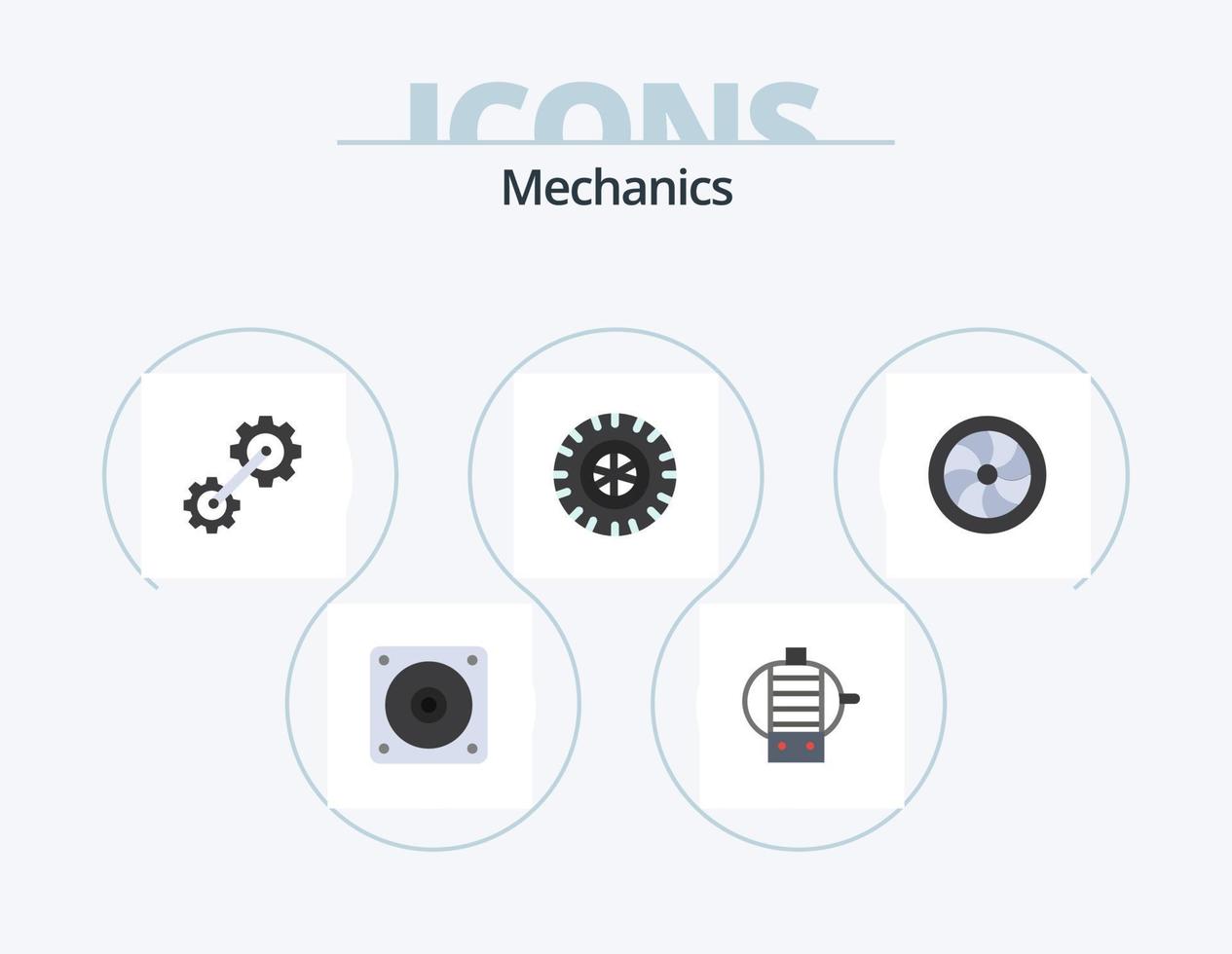 Mecânica Flat Icon Pack 5 Design de ícone. . roda. industrial. reparar. carro vetor