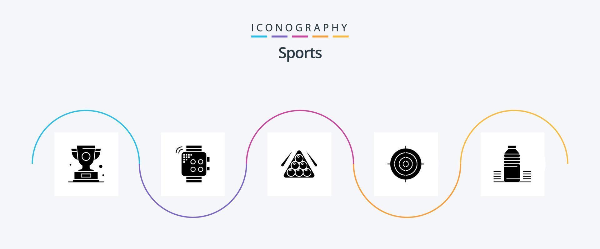 pacote de ícones de glyph 5 de esportes, incluindo estratégia. alvo. mão. Reproduzir. esporte vetor