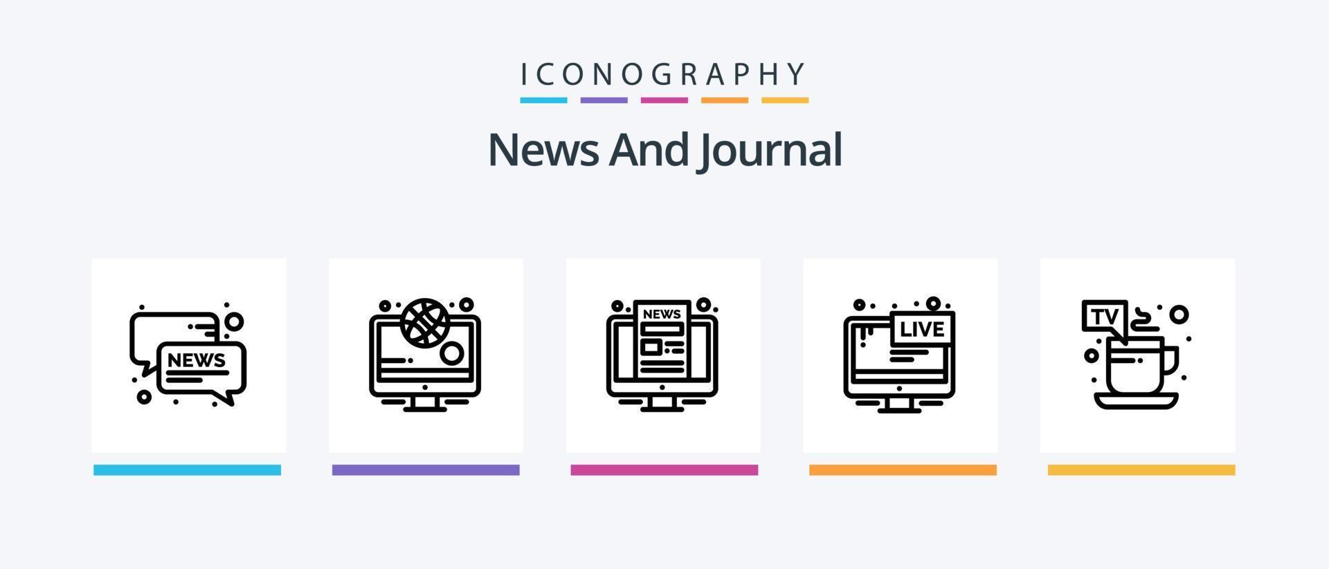 pacote de ícones da linha 5 de notícias, incluindo notícias. rádio. notícia. notícia. gravação móvel. design de ícones criativos vetor