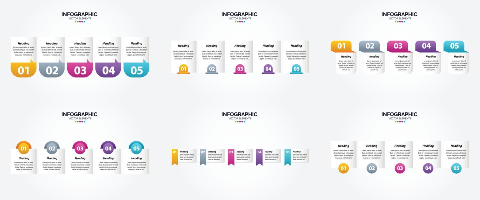 conjunto de design plano de infográficos de ilustração vetorial para folheto publicitário e revista vetor