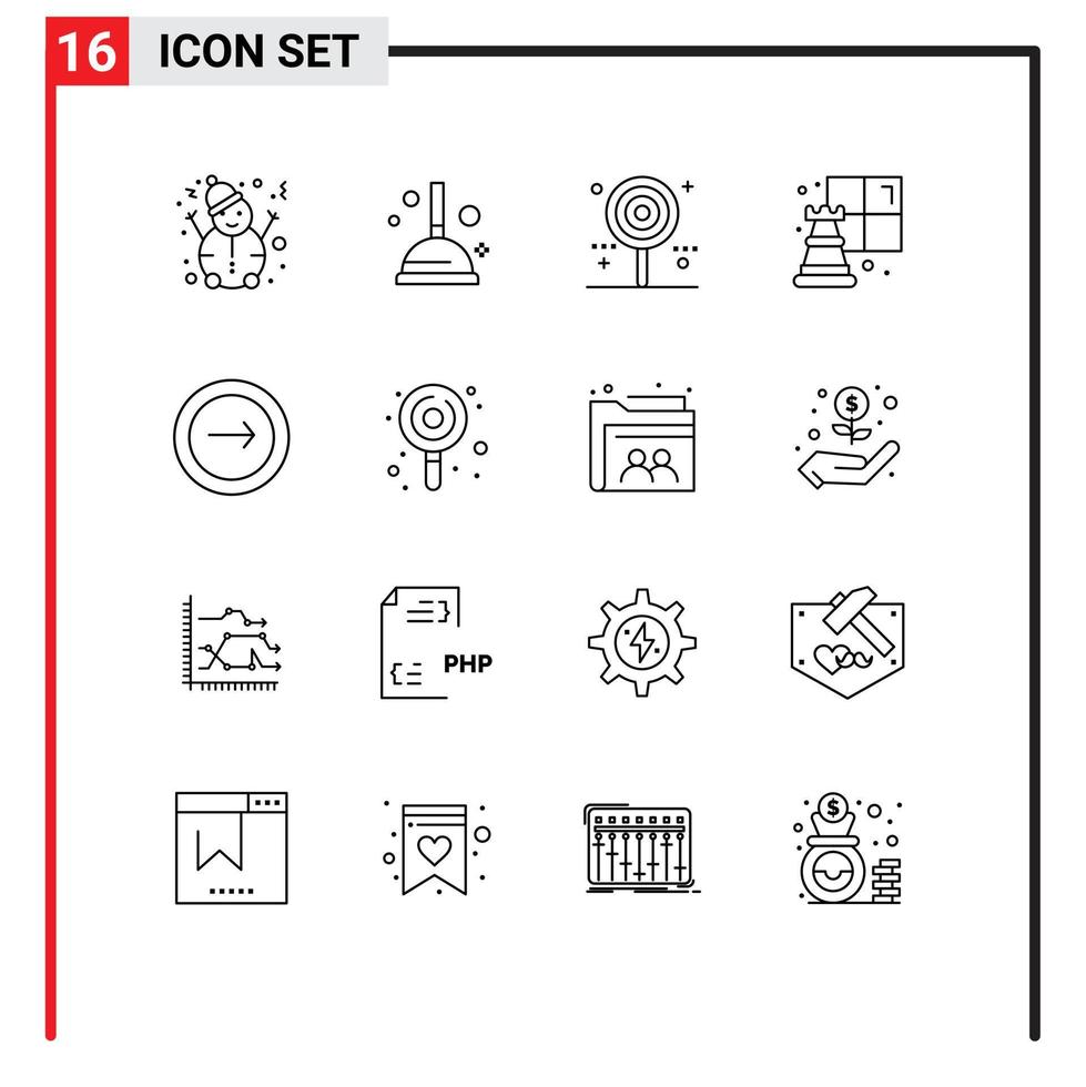 conjunto de 16 sinais de símbolos de ícones de interface do usuário modernos para elementos de design de vetores editáveis de jogo de aplicativo de feriado básico móvel