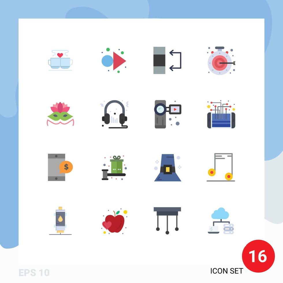 pacote de interface do usuário de 16 cores planas básicas de máscara de olho, máscara de carnaval, meta de dados, pacote editável de elementos de design de vetores criativos