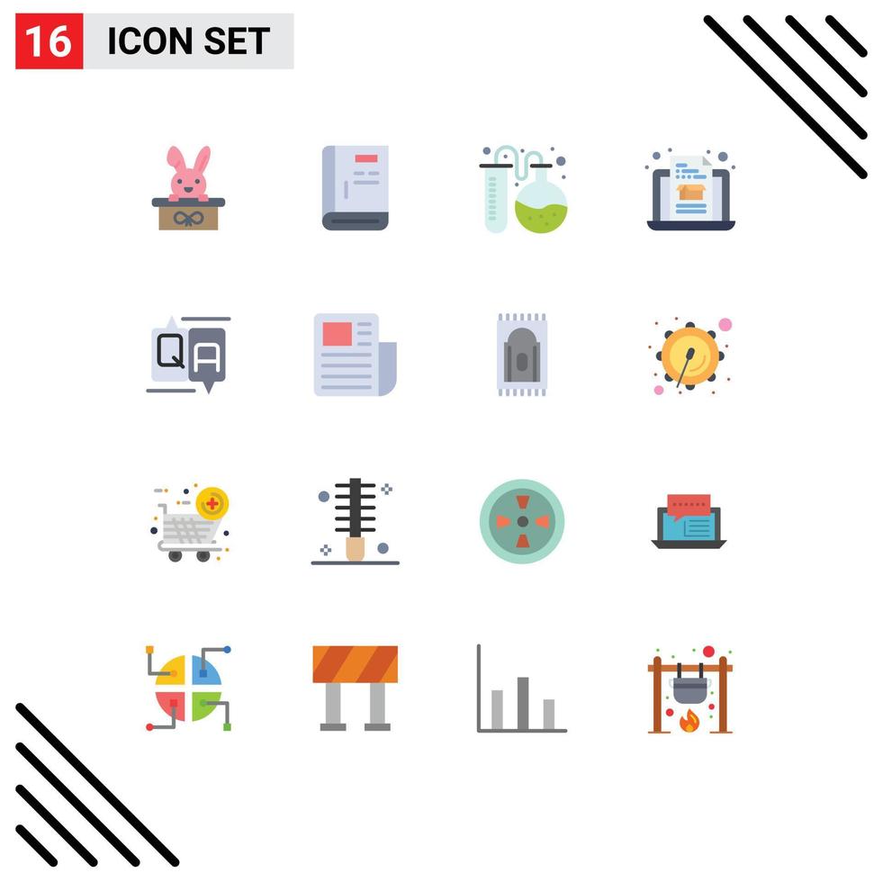 conjunto de 16 cores planas comerciais pacote para comentário caixa de suporte de economia educação pacote editável de elementos de design de vetores criativos