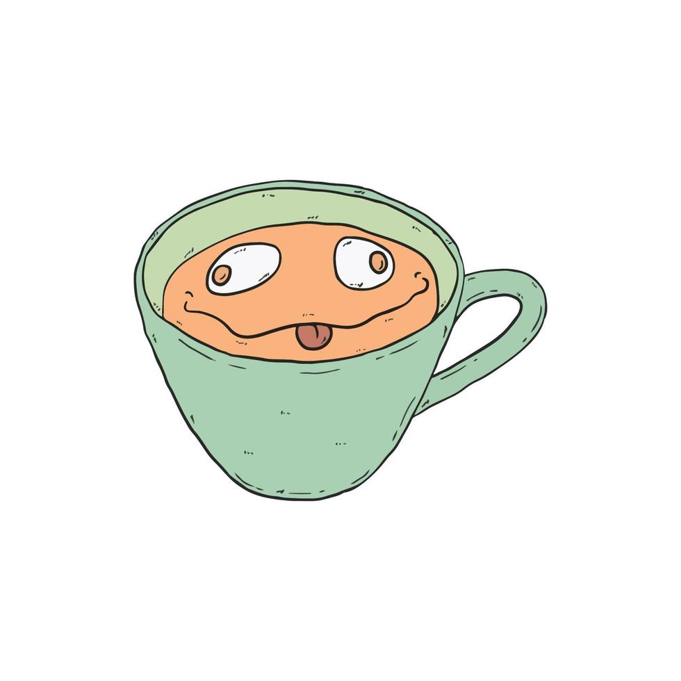 monstro de xícara e café, adequado para design de adesivos e design de camisetas vetor