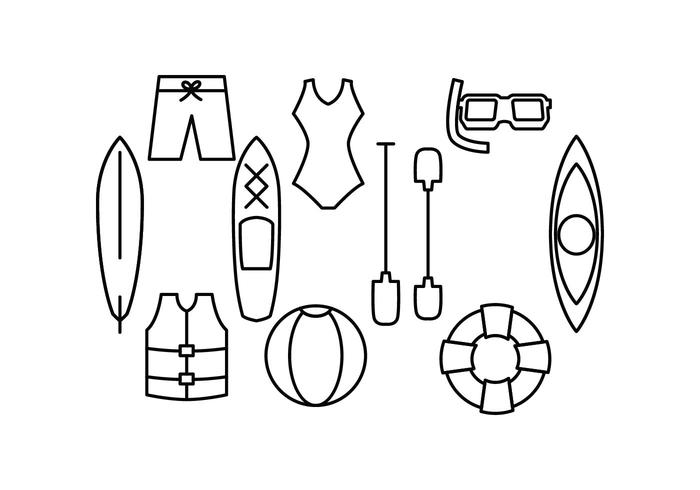 Vetores lineares de ícones de recreação de água livre