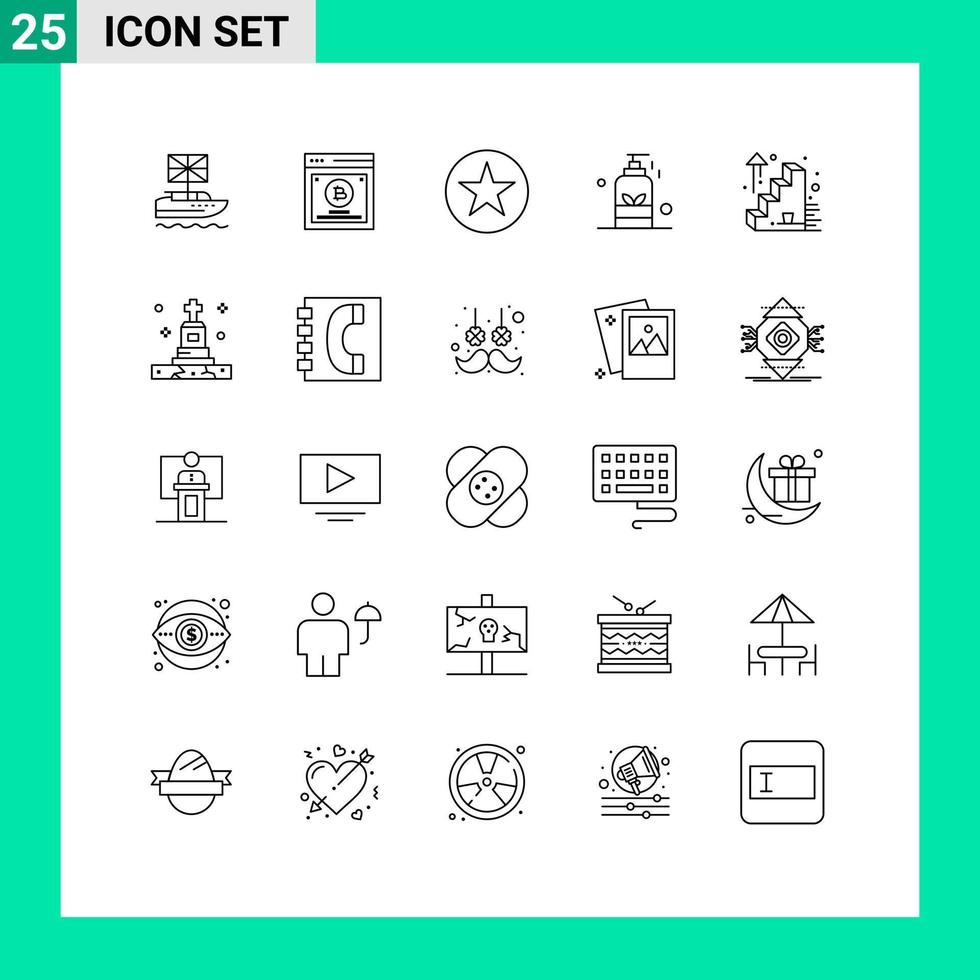 Pacote de linha de interface de usuário 25 de sinais e símbolos modernos de sucesso comercial spa teste de divisão óleo beleza editável elementos de design vetorial vetor