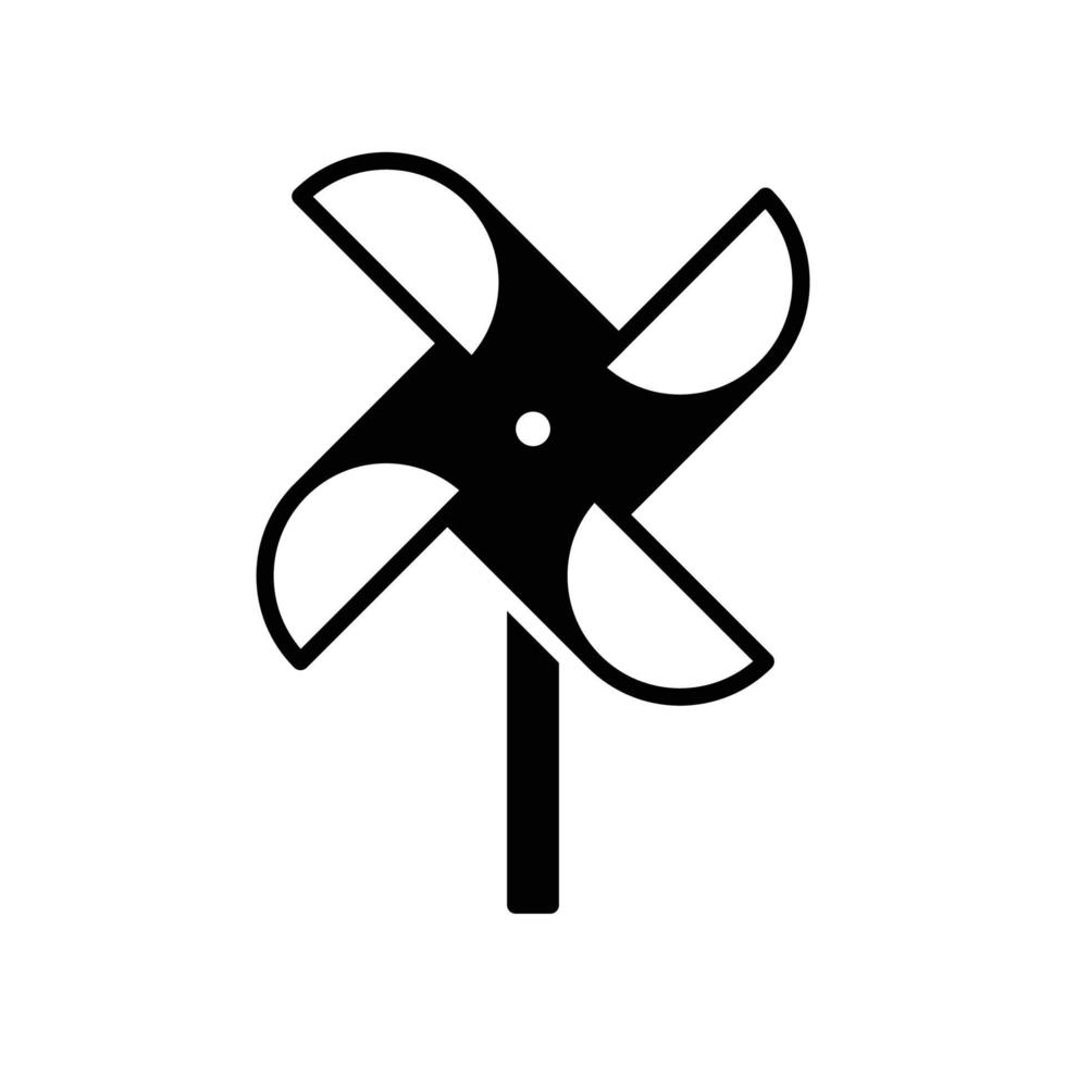 ícone da hélice do moinho de vento de papel com vara vetor