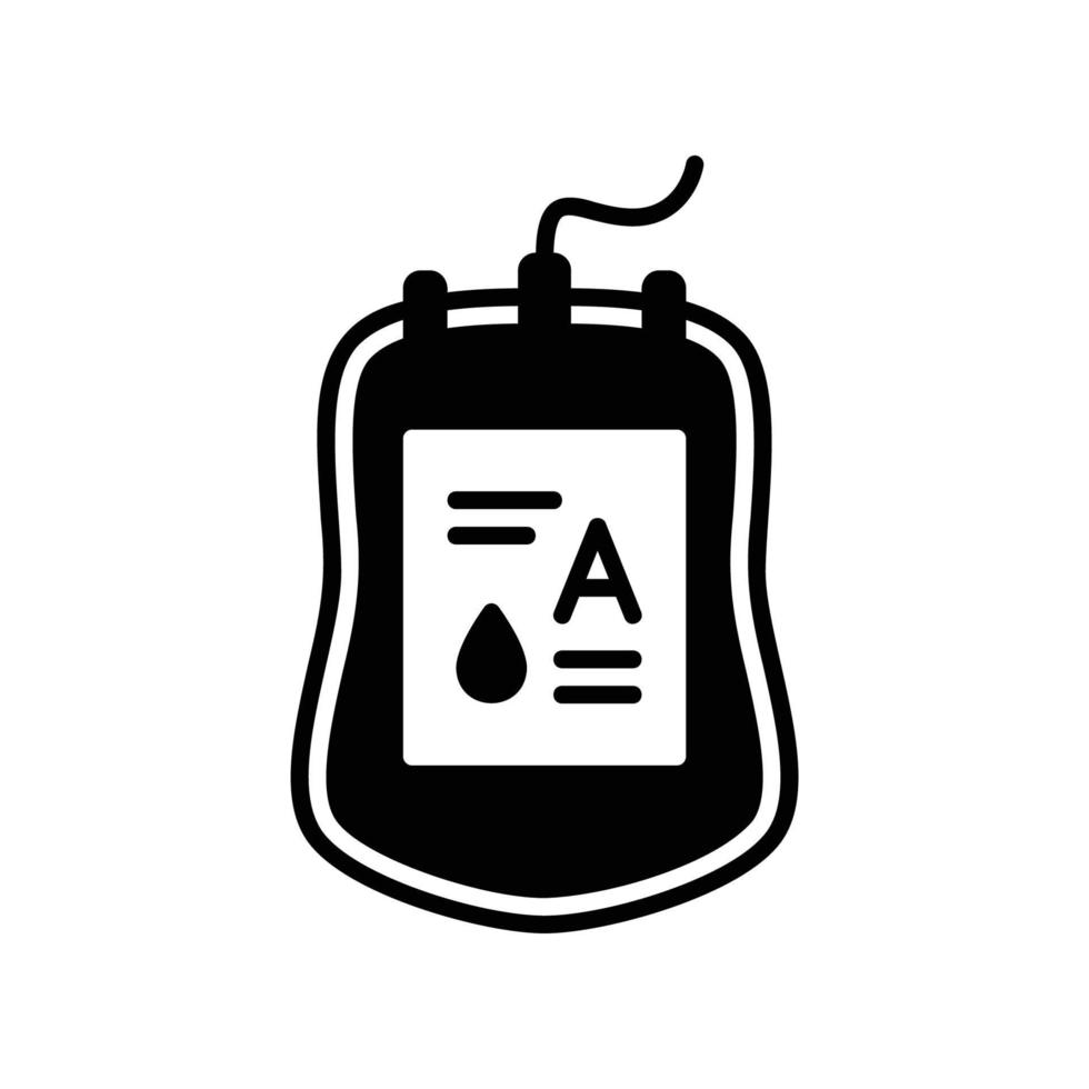 ícone de bolsa de sangue doado para transfusão de paciente hospitalar vetor