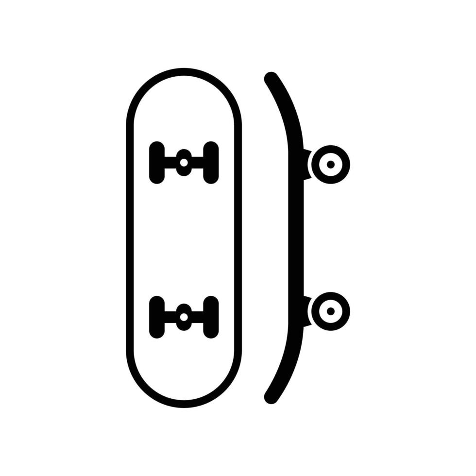 ícone de skates de vista inferior e lateral com rodas vetor