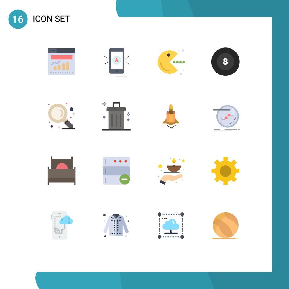 16 ícones criativos, sinais e símbolos modernos de busca, localização esportiva, jogo de bilhar, pacote editável de elementos de design de vetores criativos