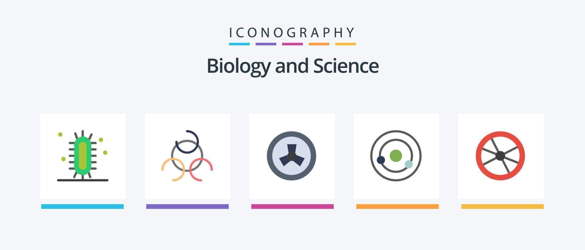 pacote de ícones de 5 planos de biologia, incluindo experimento. química. nuclear. biologia. química. design de ícones criativos vetor