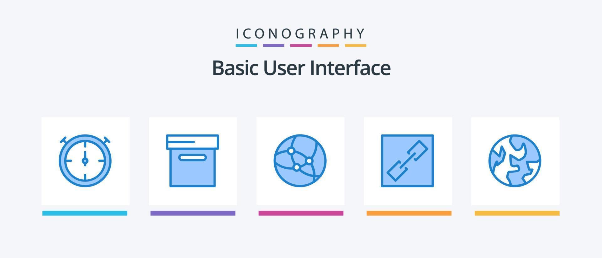 pacote básico de ícones azuis 5, incluindo . conectar. mundo. design de ícones criativos vetor